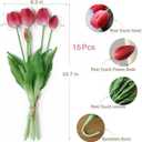 Mizii 15Pcs Red Tulips Artificial Flowers Latex Plastic Real Touch Fake Tulips Flowers Look Real Faux Tulip Flower Bouquet Decoration for Vase Room Table Centerpieces Home Decor (Red)