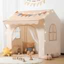 besrey Kids Play Tent with Eave, Toddler Tent 2 in 1 with Padded Mat and Lights, Large Playhouse with 2 Doors & 2 Windows, Indoor & Outdoor, Christmas Toddler Playhouse, 51" x35" x 47"