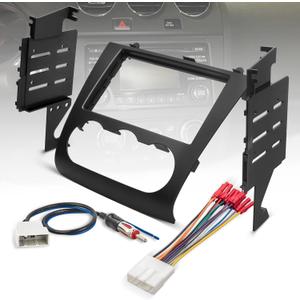 NuIth Double DIN Radio Dash Kits for Nissan Altima 2007-2012 with Non Digital A/C Climate Control, Altima 2Din Stereo Wiring Harness Adapter, Altima Trim Bezel Mount Housing Bracket