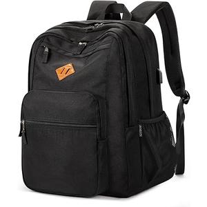 ZORFIN 36L Black Backpack for School, College, and Travel: Water Resistant Bookbag with 8 Compartments, Black 