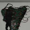 The Crafty Owl Floral Embroidery Lace Up Bodysuit Lingerie for Women (Medium, Black/Green)
