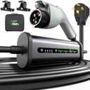 QPQ Level 2 EV Charger 32A 240V NEMA 14-50P, Portable Electric Vehicle Charging Stations with Adjustable Current/Timing Delay, 25FT Level 2 Charger with EV Charger Box Holders for J1772 Evs