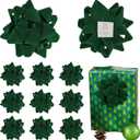 4.5 Inch Green Velvet Ribbon Gift Bow Decorative Bows, Premade Christmas Bows for Gift Wrapping Self Adhesive, Wrapping Bows for Presents, Party Favor, Holiday, Wedding, Birthday-12 Counts