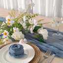 Dusty Blue Cheesecloth Table Runner 12 Ft and 10 Napkins, Rustic Gauze Sheer Table Runner for Farmhouse Boho Wedding Bridal Baby Shower Birthday