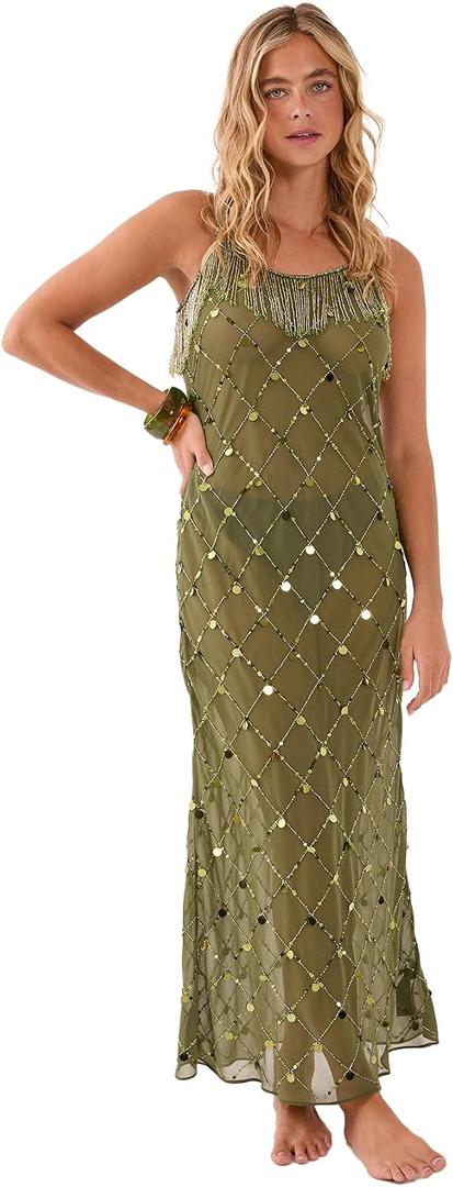 Nasty Gal Women's Coin and Tassel Embellished Maxi Dress, Size 8
