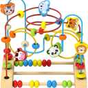 QZMTOY Bead Maze Toy for Toddlers Wooden Bead Toys Colorful Roller Coaster Preschool Educational Toys for Kids Classic Birthdday Gift for Toddlers Baby Infant Boys Girls