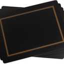 Pimpernel Classic Black Collection Placemats | Set of 4 | Heat Resistant Mats | Cork-Backed Board | Hard Placemat Set for Dining Table | Measures 15.7 x 11.7