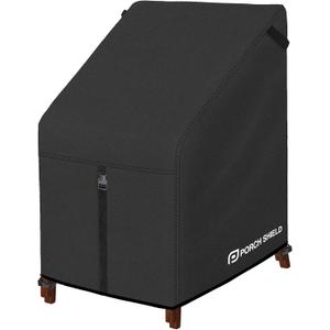 Porch Shield Patio Stackable Chair Covers - Waterproof Outdoor Stack of Chair Cover - 27W x 33D x 46H inch, Black
