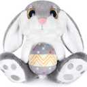 My OLi Easter Bunny Stuffed Animal 8.5" Rabbit Plush Stuffed Bunny with Easter Egg Rabbit Bedtime Friend Soft Toy Gifts for Girls Boys Kids, Gray (Easter Egg -- Gray)