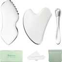 3pcs Stainless Steel Gua Sha Facial Tools & Eye Cream Applicator Metal GuaSha Set for Face Body, Detailer Gua Sha Lymphatic Drainage Massager,Guasha Face Sculpting Tool
