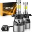 // Bulb 6500K Cool White 60000LM 900% Brighter, 1:1 Beam Plug and Play IP68 Waterproof Off-Road Lights, Pack of 2