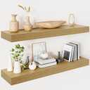 Heimlove 32 Inch Floating Shelves for Wall,Oak 9.3" Deep Floating Shelf Set of 2,Wall Mounted Shelves for Bathroom Bedroom Living Room Kitchen Office,Shelf for Books Storage Room,Home Decor