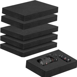 5 Pcs Foam Inserts for Cases Packing Foam Black Craft Foam Sheets for Packing Padding 2 Inch Thick 