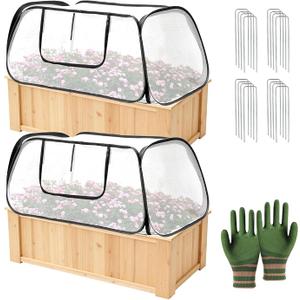 2 Pcs Garden Plant Cover, Pop Up Raised Garden Bed Cover 44"x21"x18" Garden Protection from Animals – Greenhouse Cover with Stakes, Protects Vegetables & Seedlings in Raised Beds