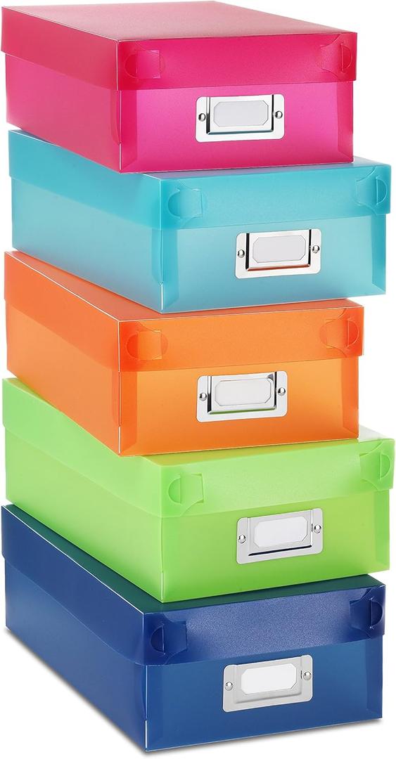 Whitmor Plastic Organizer Boxes Colors May Vary Set of 5