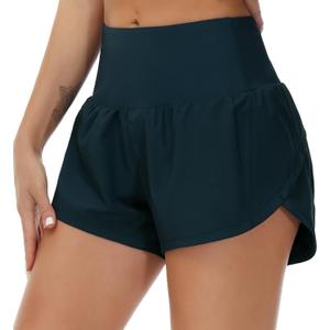 THE GYM PEOPLE Womens High Waisted Running Shorts Quick Dry Athletic Workout Shorts with Mesh Liner Zipper Pockets, Small 