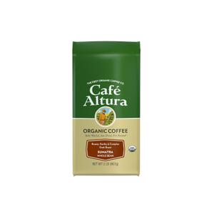 Cafe Altura Whole Bean Organic Coffee, Sumatra Dark Roast, 2 lb Bag (32 Fl Oz (Pack of 1)) Best By 08/19/2025