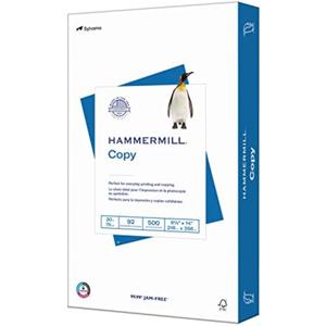 Hammermill Printer Paper, 20 lb Copy Paper, 8.5 x 14-1 Ream (500 Sheets) - 92 Bright, Made in the USA