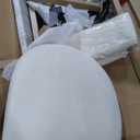 Christopher Knight Home Marin Modern Upholstered Counter Stool Set of 2, Armless Counter Height Bar Stool Set of 2 with Metal Frame, Fabric Bar Stool with Footrest for Kitchen Island, Natural+White