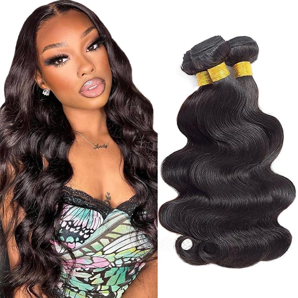 Body Wave Bundles Human Hair 10A Unprocessed Brazilian Virgin Human Hair 3 Bundles Natural Black Body Wave Bundle 18 20 22 Inch 150g