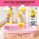 Pupu Pig Water Table Play Sink Toys for Toddlers, Kids Play Kitchen Sink with Running Water, 360 Electric Faucet, Floating Fishing Game, Sensory Water Table Toys for Boys Girls Summer Gifts - Pink