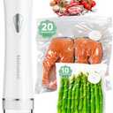 Mehomeli Compact Vacuum Sealer for Food (Vacuum Sealer Machine + 12 Reusable Vacuum Bags), Powerful Handheld Vacuum Sealer Machine, Seal Food 6X Fresh Longer, Portable & Wireless, Easy-Clean