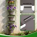 MADHOLLY 6Pcs Vertical Hanging Planters for Outdoor Plants - Wall Plant Holder for Indoor Decorations Garden Fence, Plastic Flower Pots with Drainage Grid and Hooks (Gray)