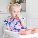 Tiny Twinkle Mess Proof Baby Bib for Girls | Waterproof Toddler Bib for Eating | Baby Apron for Feeding | Machine Washable | Perfect Shower Gift (Floral Blue, 624M)