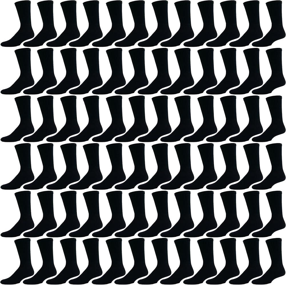 Winterlace 72 Pairs 80% Cotton Crew Socks Men Women, Athletic Casual Moisture Wicking Bulk Pack Sport