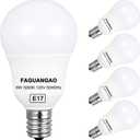 FAGUANGAO E17 Intermediate Base LED G14 Bulbs, 6W 60W Equivalent, 3000K Soft White, 600LM,Globe Light Bulbs for Ceiling Fan, Chandelier Lighting, Not Dimmable, Pack of 4