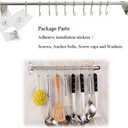 Kitchen Sliding Hooks, Stainless Steel Hanging Rack Rail Organize Kitchen Utensil Removable S Hook for Towel, Spoon, Coats, Bathrobe, BBQ,Wall Mounted Hanger (10 Hooks 23.6In)