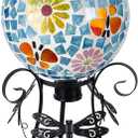 Stargarden Solar Gazing Ball, 10Glass Gazing Globe, Mosaic Gazing Balls with Metal Ball Stand for Patio, Lawn, Garden Decor