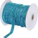 MECCANIXITY Metallic Glitter Velvet Ribbon 3/8 Inch x 50 Yard Single Face Sparkle Ribbon for Christmas DIY Crafts Gift Wrapping Bow Decoration Lake Blue