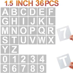 YEAJON 1.5 Inch Letter Stencils and Numbers, 36 Pcs Alphabet Art Craft Stencils, Reusable Plastic Templates for Wood, Wall, Fabric, Rock, Signage, DIY Art Projects