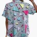 80s 90s Outfits for Women Retro Theme Party Disco Shirt 80s Hawaiian Shirt Neon Button Down Short Sleeve Blouse Tops