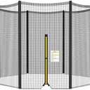 Trampoline Net Replacement 14 FT Trampoline Netting Replacement for 14FT Round Frame Trampolines Enclosure Net 8 Straight Poles Sleeve Trampolines Double-Headed Zipper Protection Buckles Enhanced Hook (14FT - 8 Poles, BLACK)
