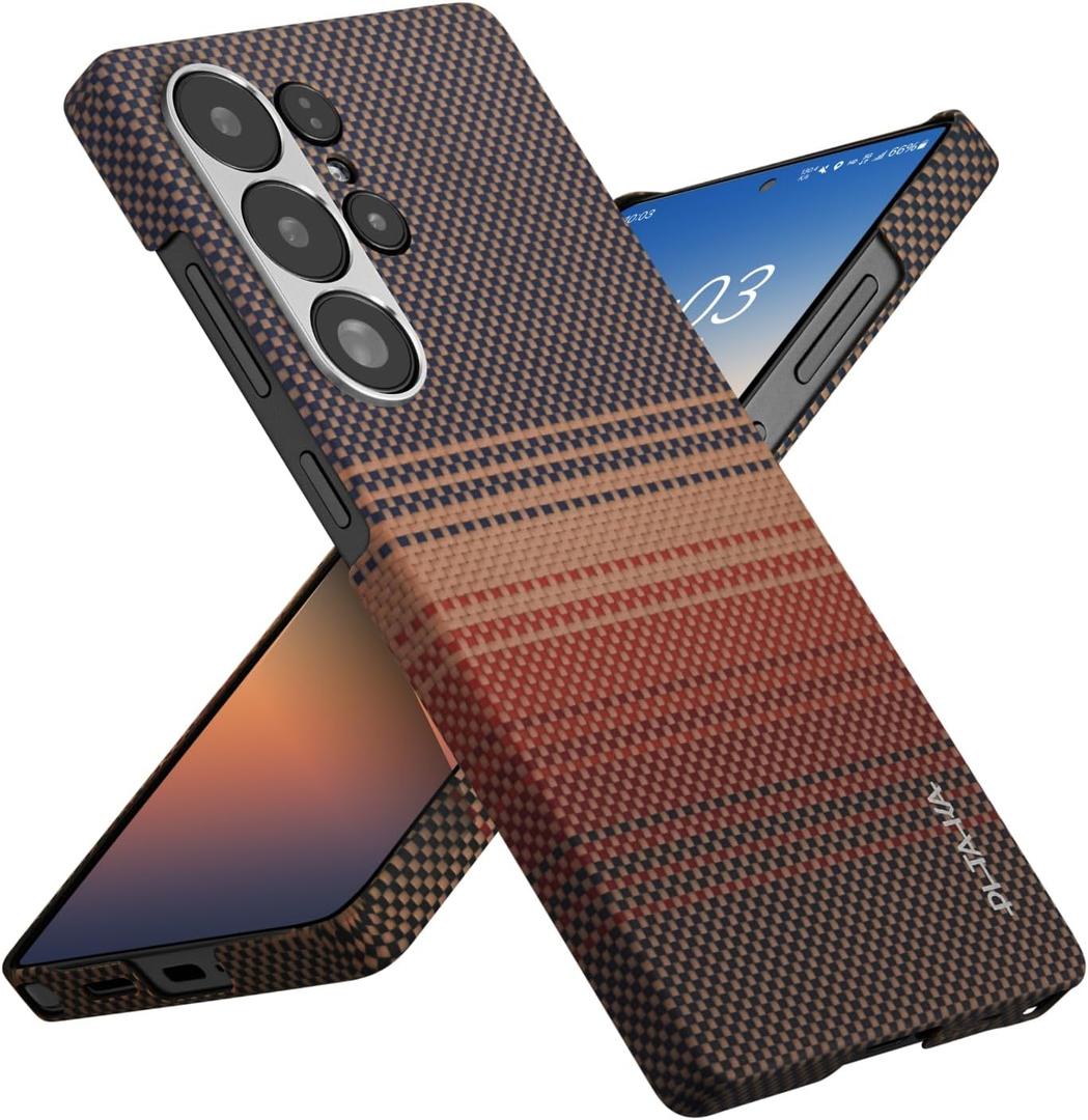 pitaka for S25 Ultra Case 6.9 Inch, Compatible with MagSafe, Slim & Light Samsung Galaxy S25 Ultra Case, 1500D Aramid Fiber Made [Tactile Woven - Sunset]