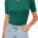 ONLYSHE Womens Short Sleeve T Shirts Summer Crewneck Tops Ribbed Knit Slim Fit Shirt Casual Basic Tees Tops (Large)