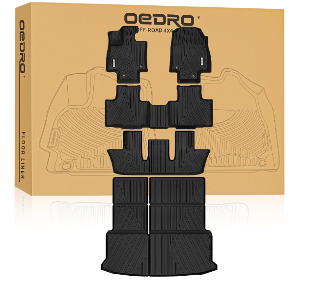 OEDRO Floor Mats for 2024-2026 Toyota Grand Highlander 7&8 Seat W/Subwoofer
Fit Gas & Hybrid, All Weather TPE Car Mats, Cargo Liner & Seat Back Covers, 3rd Row with Backrest Mat