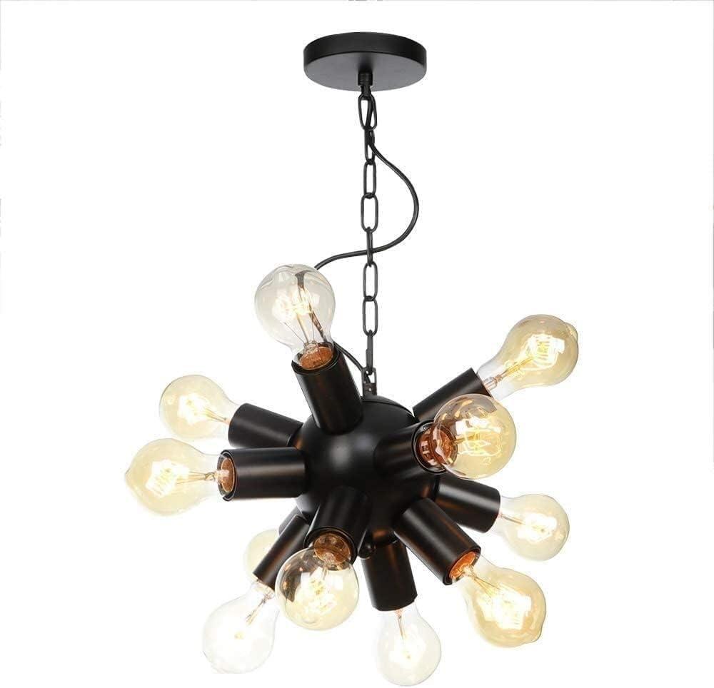 Pendant Lights Sputnik Chandelier Black Mid Century Modern Pendant Lighting Fitting Industrial V intage Ceiling Hanging Light (L24cm)
