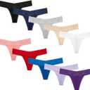 Pack 10 Seamless Lace Thongs for Women Plus Size Breathable Panties Low Rise T-back Stretch Cotton No Show Underwear (M)