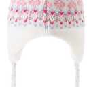 Moon Kitty Girls Knit Hats Winter Fleece Lining Skiing Winter Caps with Warm Ear Flap (6-10 Years, Beige)