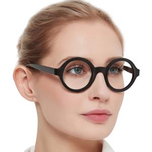 MARE AZZURO Round Reading Glasses 1.0 Women Stylish Readers (Black)