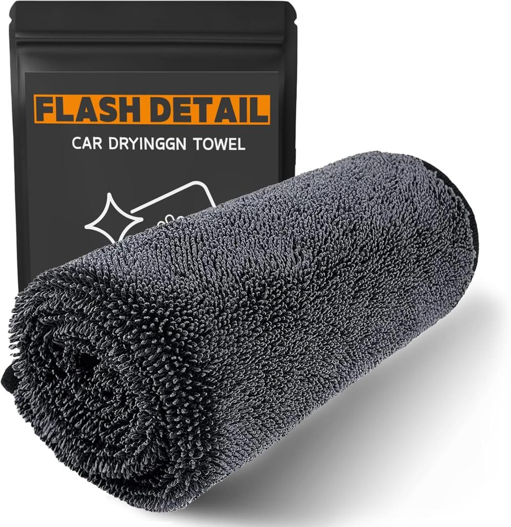 Flash Detail Towel, Black Extra Large 28"X36"Professional Microfiber Car Drying Towel,No Scratch Ultra Absorbent Drying Cloth,for Automotive Detailing Cleaning Accessories Interior and Exterior Wash