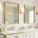 USHOWER Gold Bathroom Mirrors 22"x30" 2 Pack, Brushed Gold Rounded Rectangle Mirrors for Over Sink, Aluminum Frame, Anti-Rust, Tempered Glass, Horizontal or Vertical Mounted