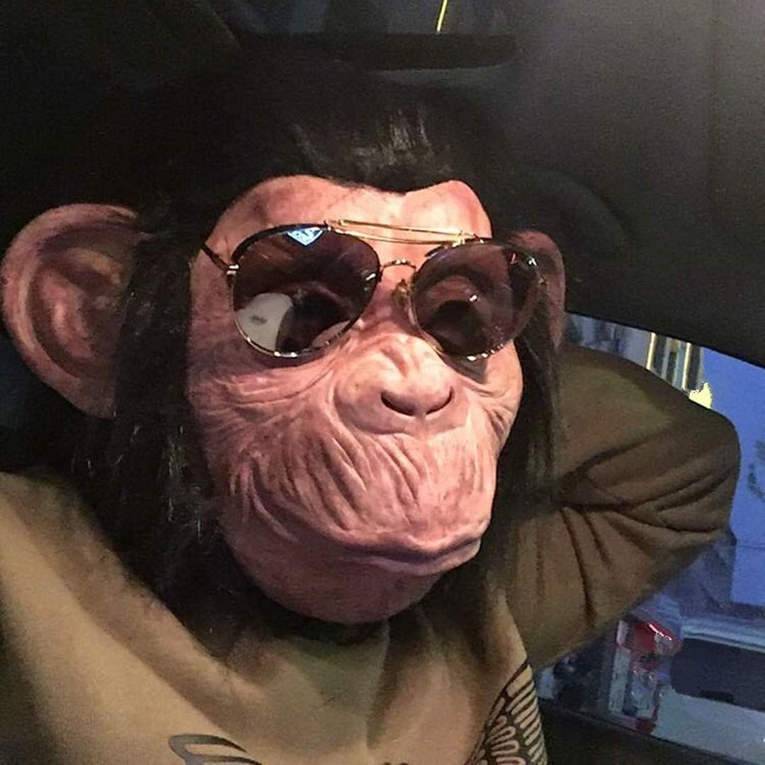 Mltao Latex Gorilla Mask Orangutan Cosplay Costume Novelty Animal Monkey Full Head Masks Costumes with Hair Halloween Christmas Creative Dress up Party Props