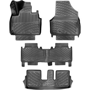 Kia EV9 7-Seats 2024-2026 (No 6-Seats Version) Floor Mats 3D Custom Fit Rubber Car Mats Laser Measured Floor Liners All Weather Heavy Duty Waterproof Odorless Non-Slip TPE (Front & Rear)