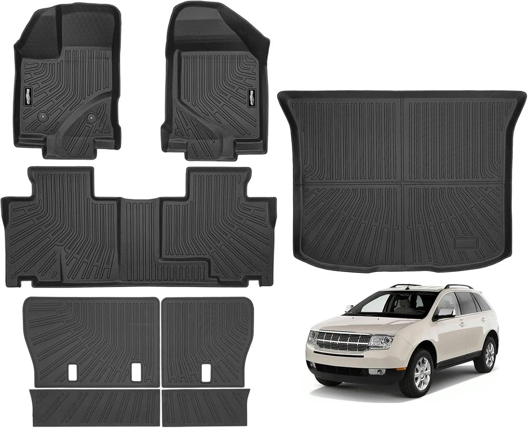 Floor Mats for 2007-2014 Ford Edge/2007-2015 Lincoln MKX, Trunk Mat and Backrest Mat All Weather TPE Protector for Ford Edge Accessories
