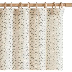jinchan Linen Boho Curtains for Living Room Semi Sheer Gray Curtains for Bedroom 96 Inches Long Herringbone Printed Farmhouse Drapes, Rod Pocket Window Treatment Curtain Set of 2 Panels Grey on Linen