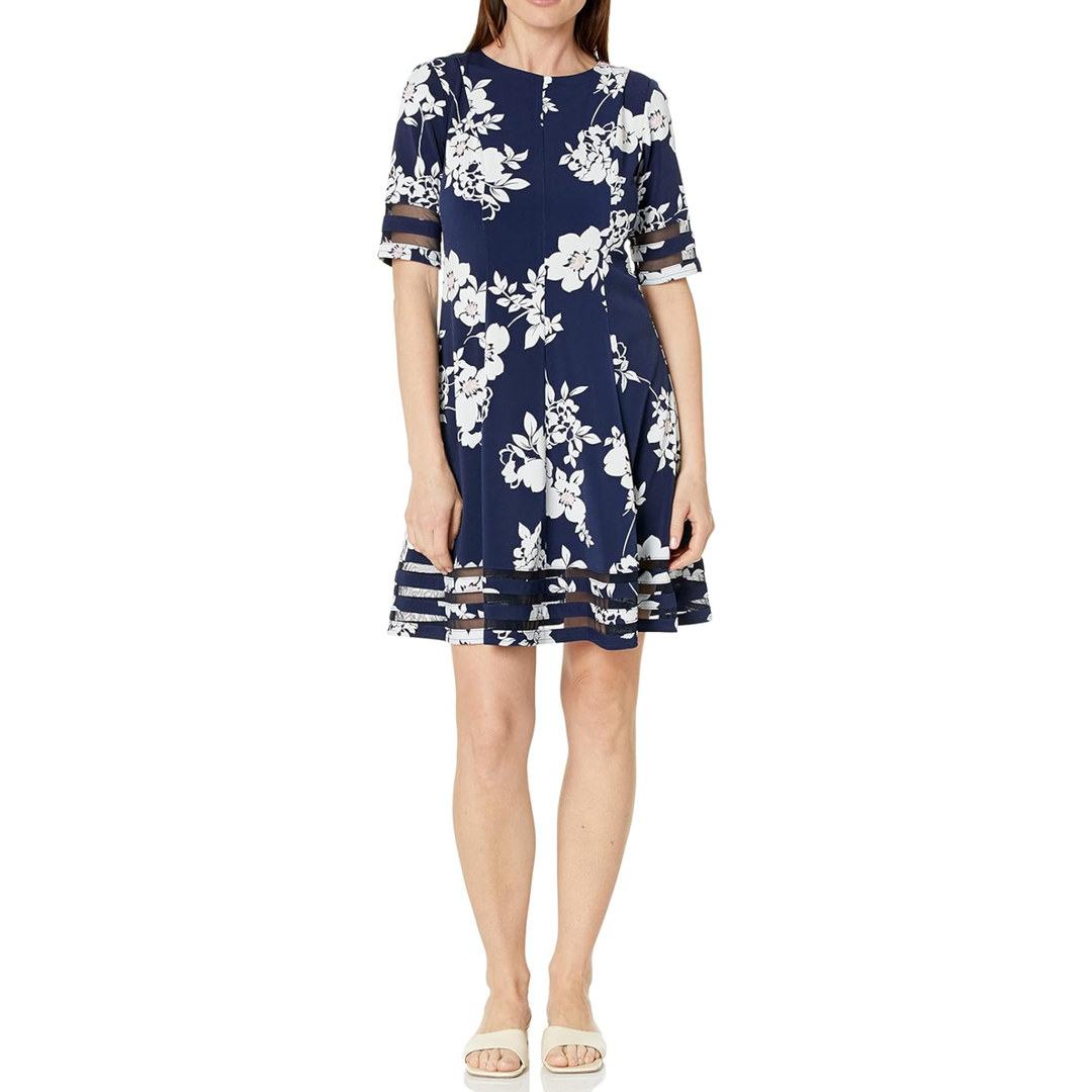 Jessica Howard Women's Plus Style Fit and Flare Elbow Sleeve Knit 18 W